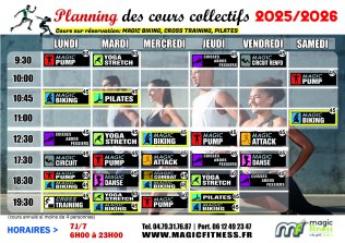 Planning de cours MAGIC FITNESS