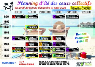Planning de cours Magic Fitness d'été 2025